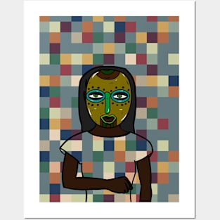 Dan NFT - FemaleMask with AfricanEye Color and GreenSkin on TeePublic Posters and Art